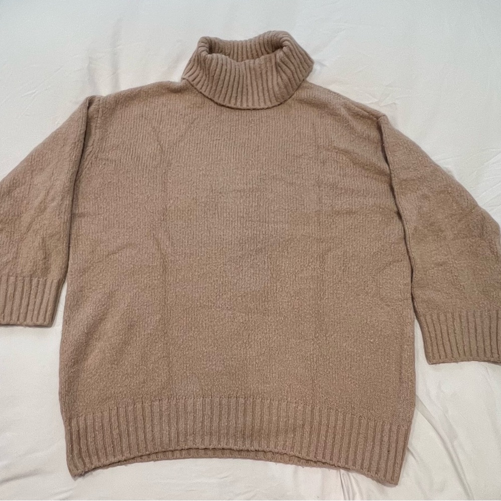Lovers + Friends Tan Sweater Turtleneck Mini Dress